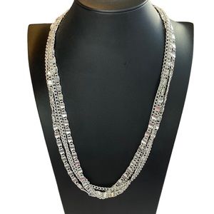 Vintage Sarah Coventry Silver Tone Multi-Strand Layered Chain Necklace